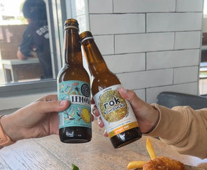 rok Kombucha and Waves & Caves soda side by side